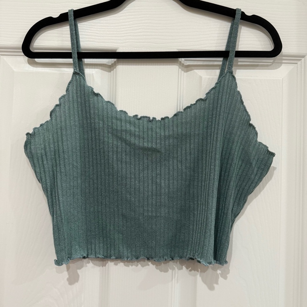 Green Ribbed Cropped Cami - NWOT